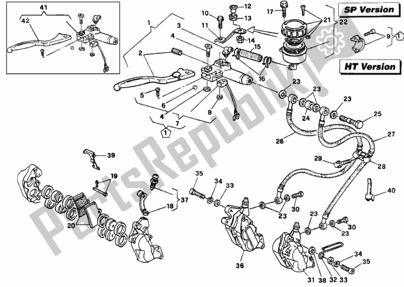 Tutte le parti per il Impianto Frenante Anteriore Ht, Sp del Ducati Supersport 900 SS USA 1992